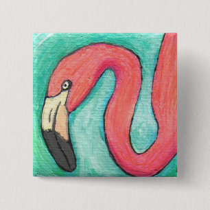 Pink Flamingo - tropical button