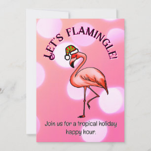 Pink Flamingo Tropical Christmas Party Invitation