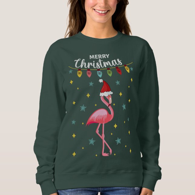 Pink Flamingo Tropical Christmas Sweatshirt (Front)