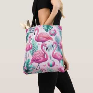 Pink Flamingo Tropical Design Tote Bag