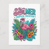 Pink Flamingo Tropical Floral - summer vacation
