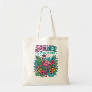 Pink Flamingo Tropical Floral - summer vacation Tote Bag