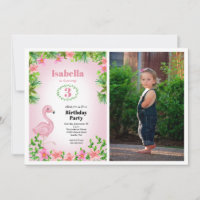 Pink Flamingo Tropical Girl's Birthday Photo
