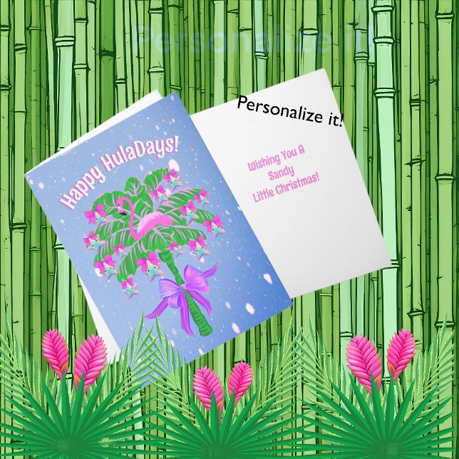 Pink Flamingo Tropical Happy Huladays Card (Creator Uploaded)