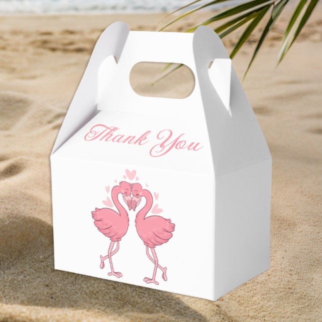 Pink Flamingo Tropical Hawaiian Wedding Thank You Favour Box (Creator Uploaded)