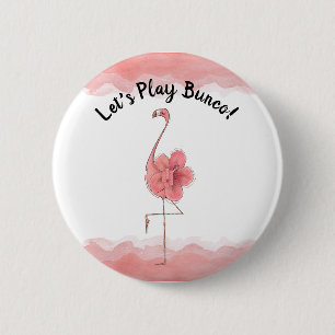 Pink Flamingo Tropical Hibiscus Bunco Let's Play 6 Cm Round Badge