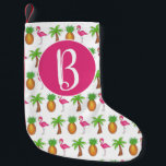 Pink Flamingo Tropical Island Palm Tree Pineapple Small Christmas Stocking<br><div class="desc">Ideal for holiday decorating! Christmas stocking features an original marker illustration of a palm tree,  pineapple and tropical island pink flamingo.

This design is also available on other products. Don't see what you're looking for? Need help with customisation? Contact Rebecca to have something designed just for you.</div>