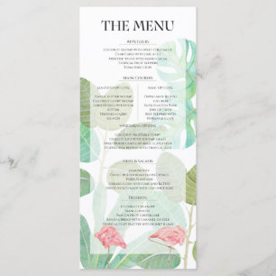 Pink Flamingo,Tropical leaves and flower wedding Menu