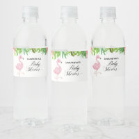 Pink Flamingo Tropical Leaves Baby Shower