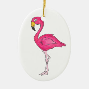 Pink Flamingo Tropical Paradise Island Bird Ceramic Tree Decoration