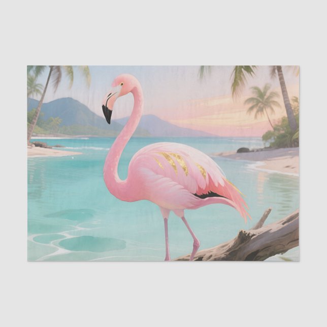 Pink Flamingo Tropical Paradise Tissue Paper (Front)