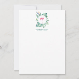 Pink Flamingo Tropical Personalised Stationery Card