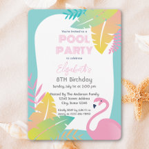 Pink Flamingo Tropical Pool Party Birthday