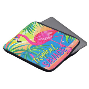 Pink flamingo Tropical  standing on one leg Laptop Sleeve