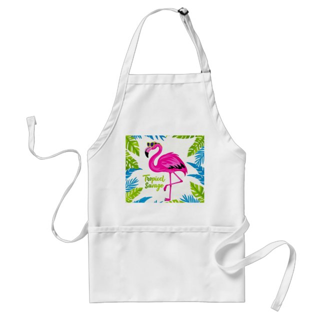 Pink flamingo Tropical  standing on one leg Standard Apron (Front)