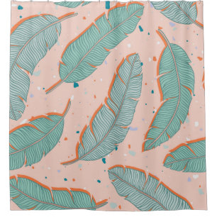 Pink flamingo tropical, summer vintage background. shower curtain