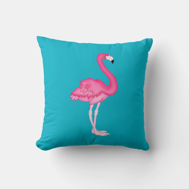 Pink Flamingo Tropical Throw Pillow Home Decor (Front)