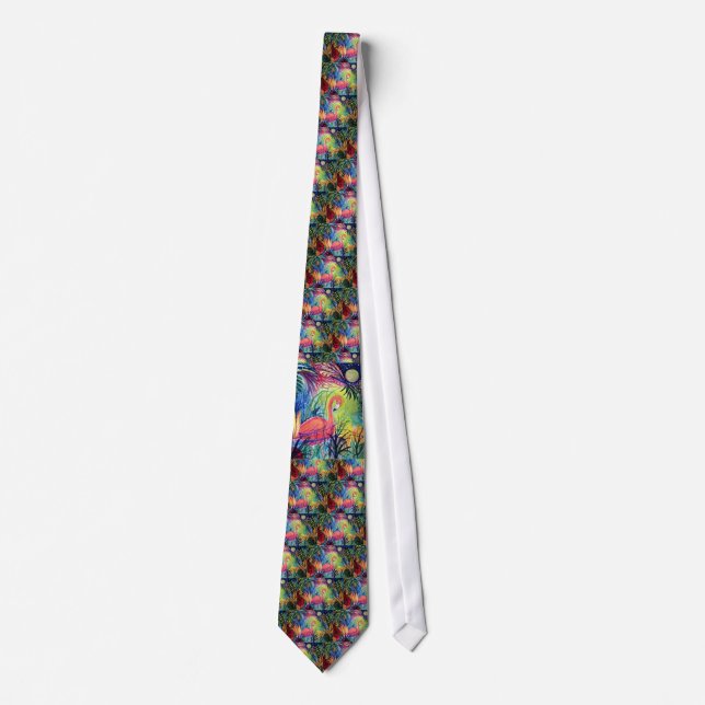 Pink Flamingo Tropical tie (Front)
