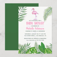 Pink Flamingo Tropical Watercolor Girl Baby Shower