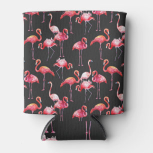 Pink Flamingo: Tropical Watercolor Pattern. Can Cooler