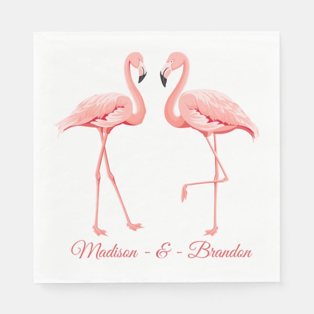 Pink Flamingo Tropical Wedding Bridal Shower Luau Napkin (Front)