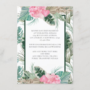 Pink Flamingo Tropical Wedding Details Enclosure Card