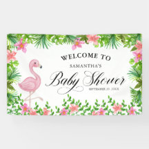 Pink Flamingo Tropical Welcome To Baby Shower