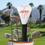 Pink Flamingo Tropical with Custom Monogram Golf Head Cover<br><div class="desc">A tropical trio of pink flamingos adorn this ladies golf driver cover. Edit the custom monogram with your desired name or other text. You can also remove the monogram if you prefer the item without it.</div>