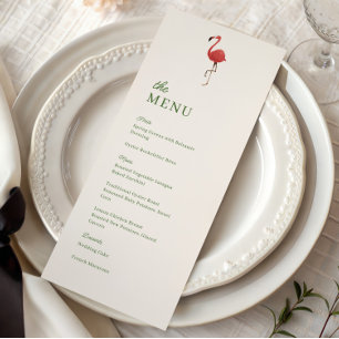 Pink Flamingo Tropics Coastal Wedding Dinner Menu