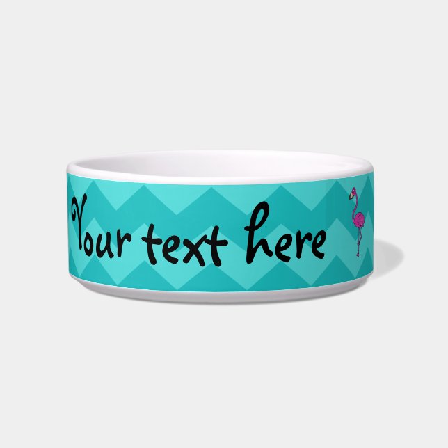 Pink flamingo turquoise chevrons bowl (Left)
