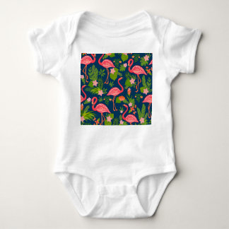 Pink Flamingo: Turquoise Striped Vintage Baby Bodysuit