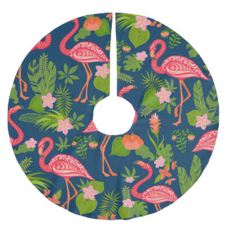 Pink Flamingo: Turquoise Striped Vintage Brushed Polyester Tree Skirt