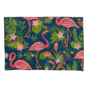 Pink Flamingo: Turquoise Striped Vintage Pillowcase