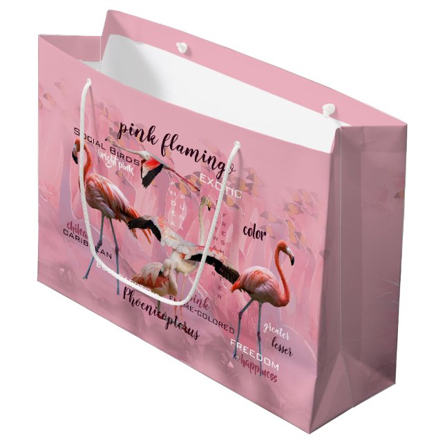 Pink Flamingo Typography | Customised Large Gift Bag (Front Angled)