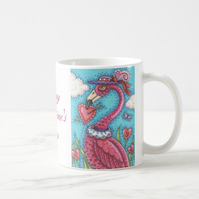 PINK FLAMINGO VALENTINE CLASSIC MUG * Customise (Right)