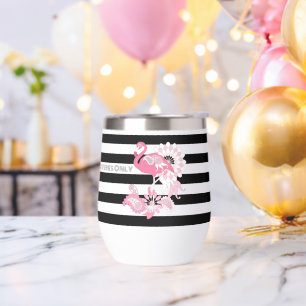 Pink Flamingo Vibes Only Black & White Striped