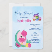 Pink Flamingo w/ Tropical Fruits Baby Shower
