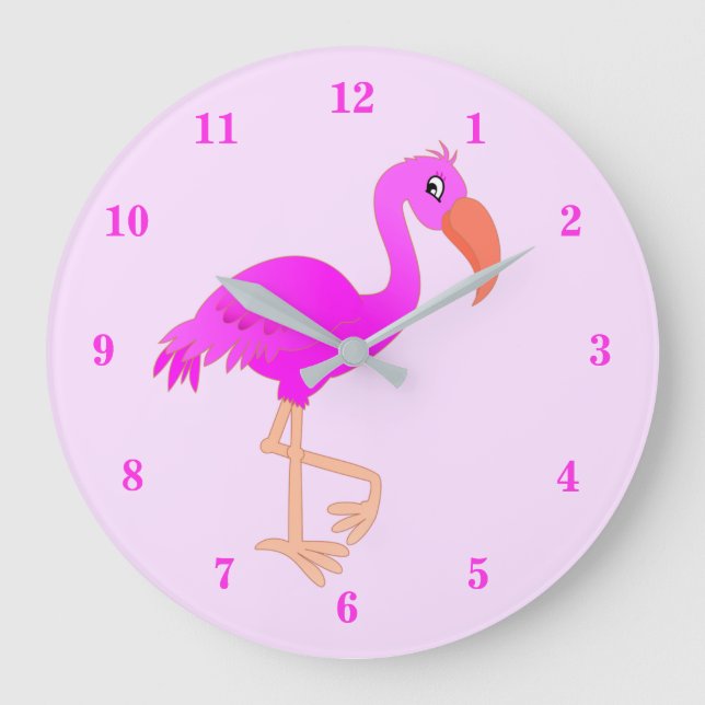 Pink Flamingo Wall Clock - Customizable (Front)
