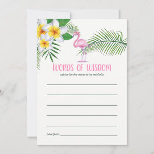 Pink Flamingo Watercolor Baby Shower Mum Advice Card