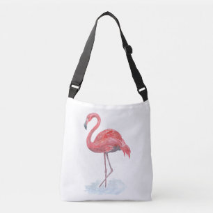Pink Flamingo, watercolor . Crossbody Bag
