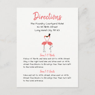 Pink Flamingo Wedding Directions Tropical Summer Enclosure Card