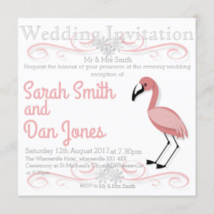 Pink Flamingo Wedding Invitation (Customisable)
