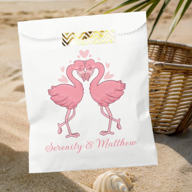 Pink Flamingo Wedding Tropical Hawaiian Luau Beach Favour Bags (Creator Uploaded)