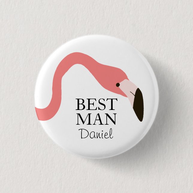 Pink Flamingo Whimsy Best Man 3 Cm Round Badge (Front)