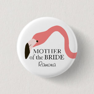 Pink Flamingo Whimsy Mother of the Bride 3 Cm Round Badge