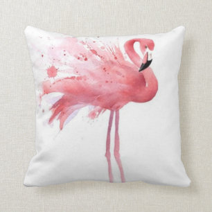 Pink Flamingo -White Cushion