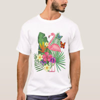 Pink Flamingo with  Butterfly For Flamingo Lovers