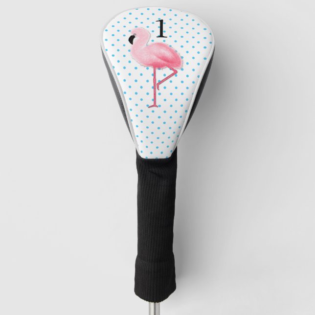 Pink Flamingo with Number Driver Cover (Front)
