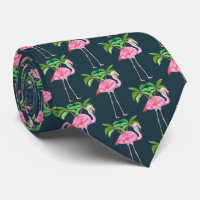Pink Flamingo with Palm Trees