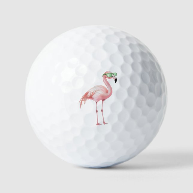 Pink Flamingo with Sunglasses Golf Balls (Front)
